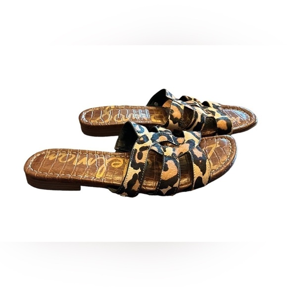 Sam Edelman Women’s Bryna Slide Animal Print Cut Out Leather Sandals - Picture 1 of 8